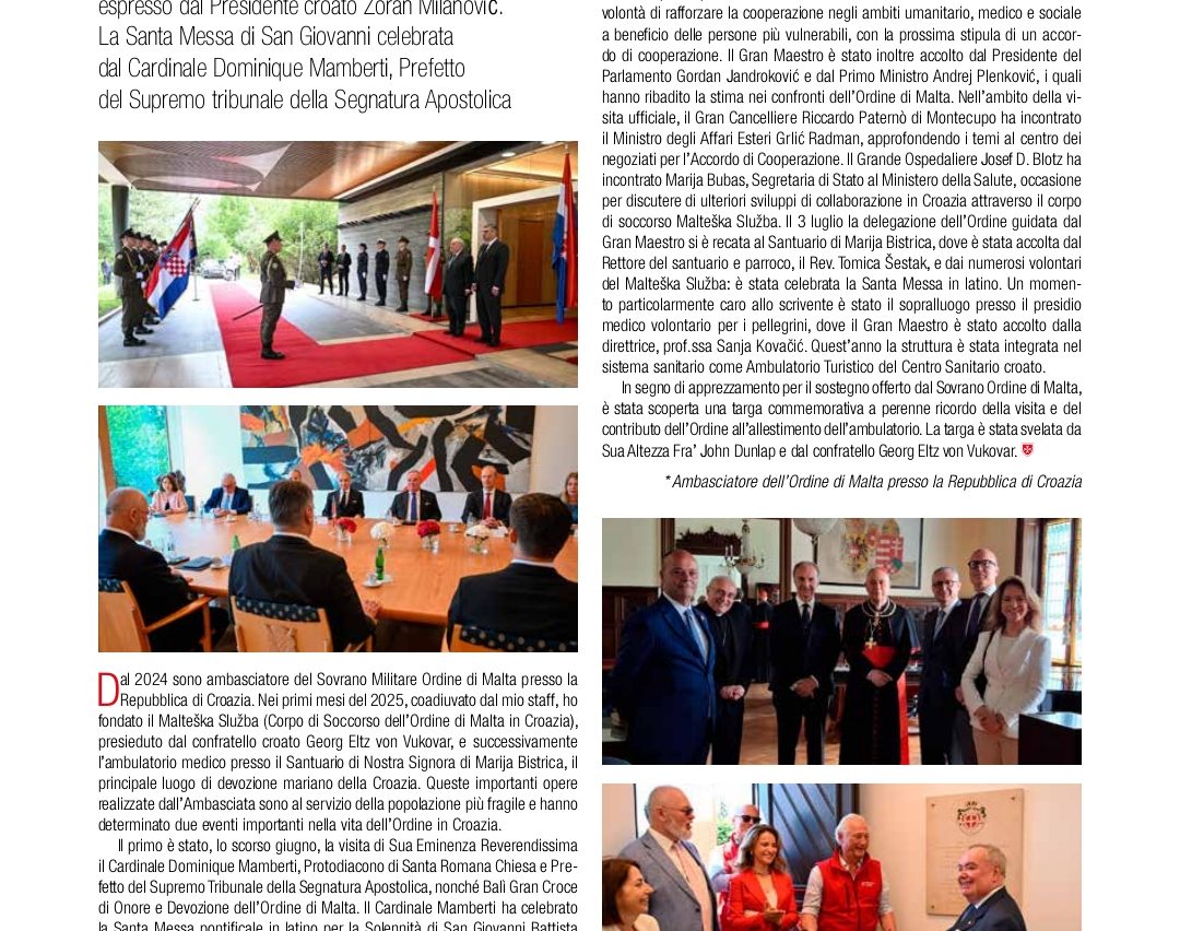 Posjet Zagrebu Velikog meštra: prilika za jačanje humanitarnih projekata Reda
